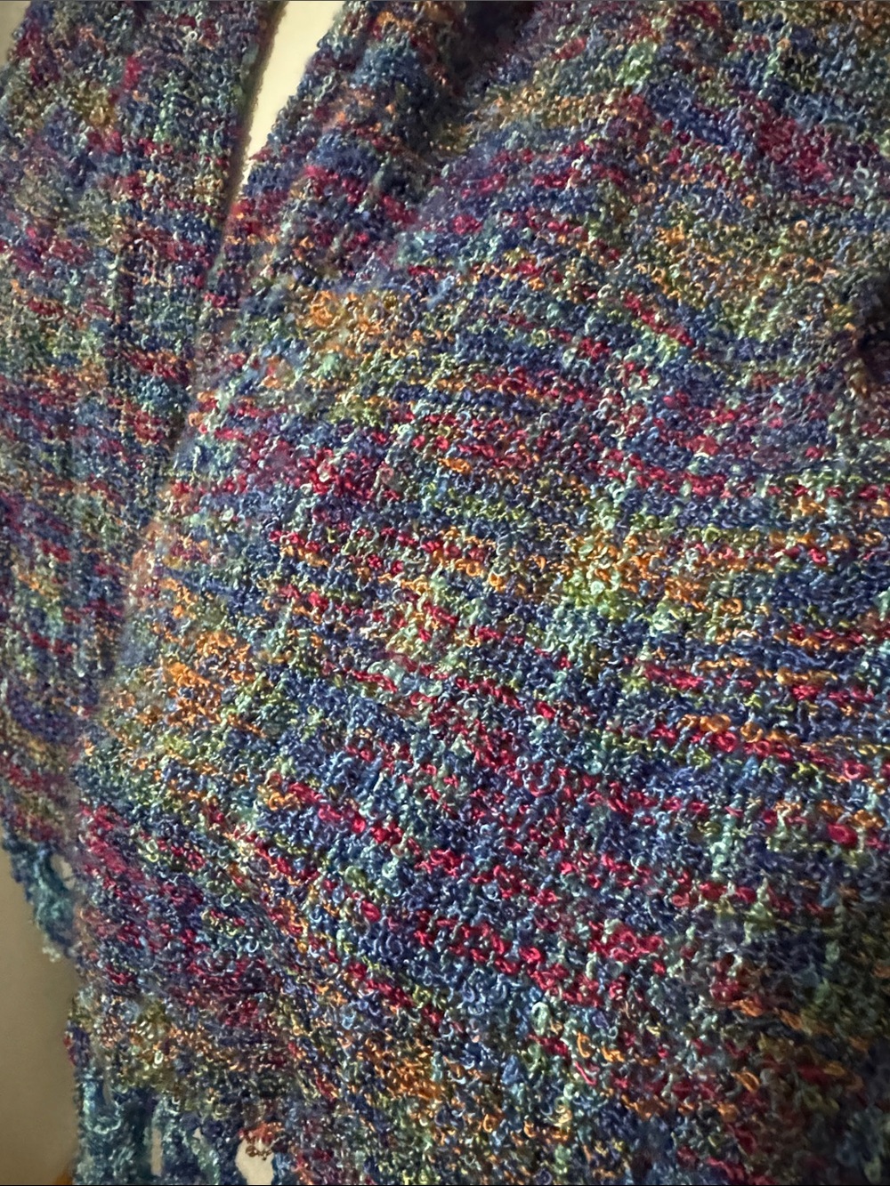 Made in Ireland Lightweight Scarf-EUC-Brightly Colored Plaid-Blue Tones-Silky - Picture 5 of 14